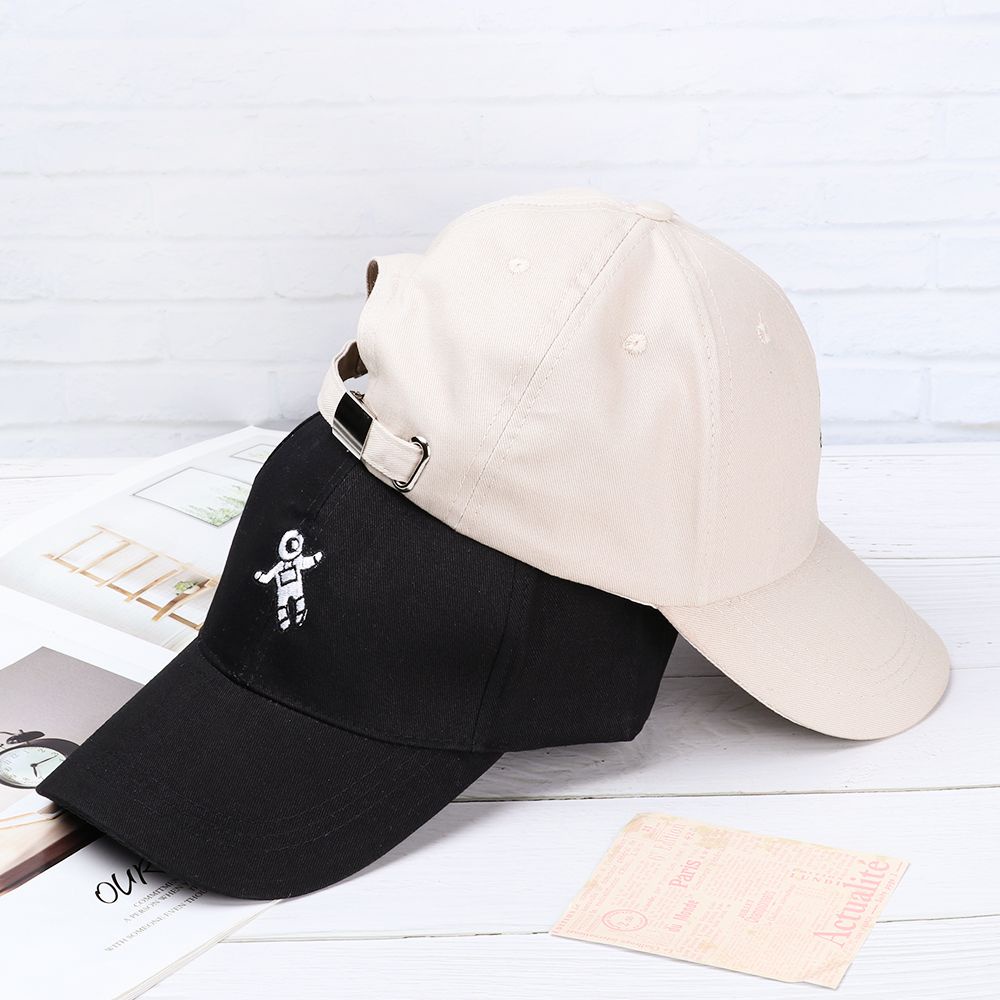 Mũ Lưỡi Trai Cotton Màu Trơn Thêu Hình Phi Hành Gia Thời Trang Cho Nam Nữ