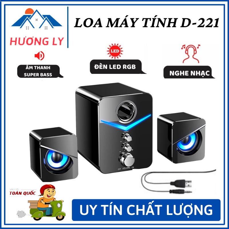 Loa Máy Tính Để Bàn MC D-221 Supper Bass Cực Đã Có Đèn Led Thiết Kế Nhỏ Gọn Tiện Lợi - Bảo Hành 12 Tháng