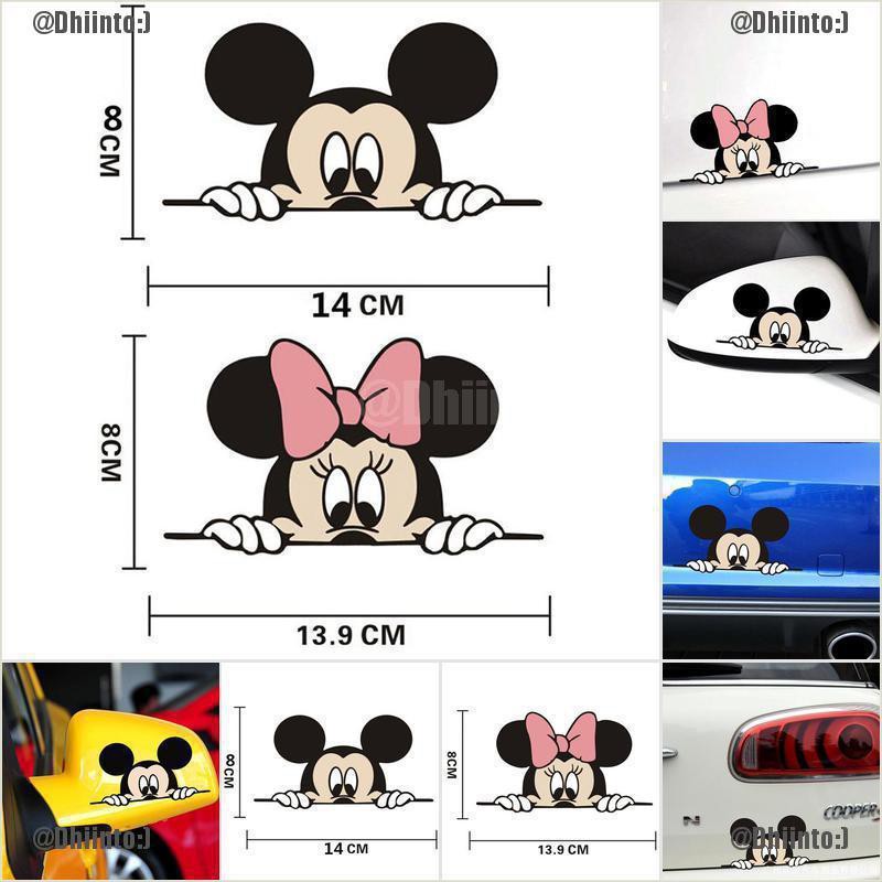 Sticker dán kính chiếu hậu xe hơi hình chuột mickey đáng yêu kích thước 14x8cm