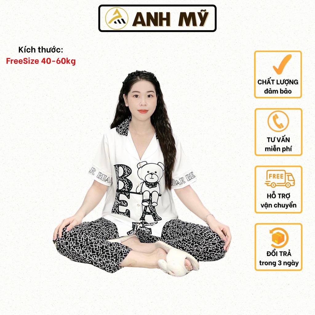 Đồ bộ nữ mặc nhà  ANH MỸ pijama mặc nhà dễ thương chất liệu lụa mango cao cấp tay ngắn quần dài MGD - 07
