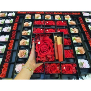 Combo 10 hộp dài đựng son kem, hộp quà đựng son, hộp quà hoa hồng, hộp quà handmade