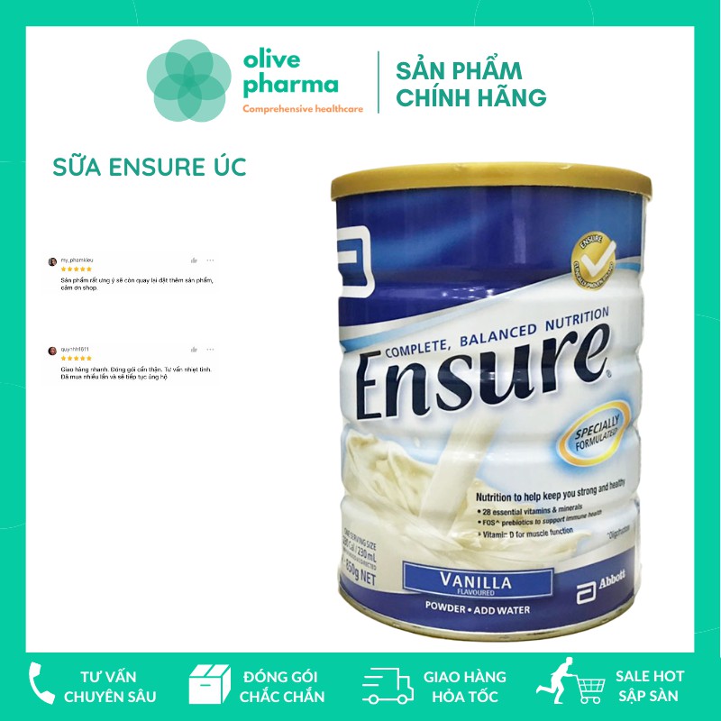 Sữa Ensure Úc (850g) vị vani mẫu mới