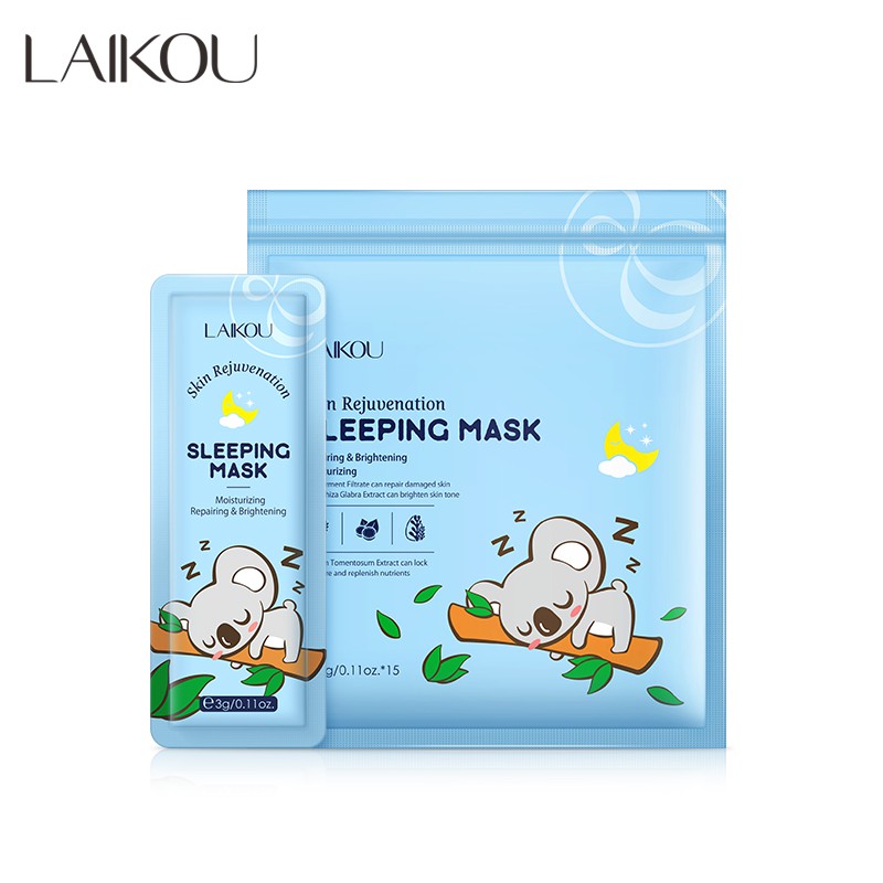 Bộ 15 mặt nạ ngủ LAIKOU trẻ hóa dưỡng ẩm sửa chữa làm sáng da 3ml