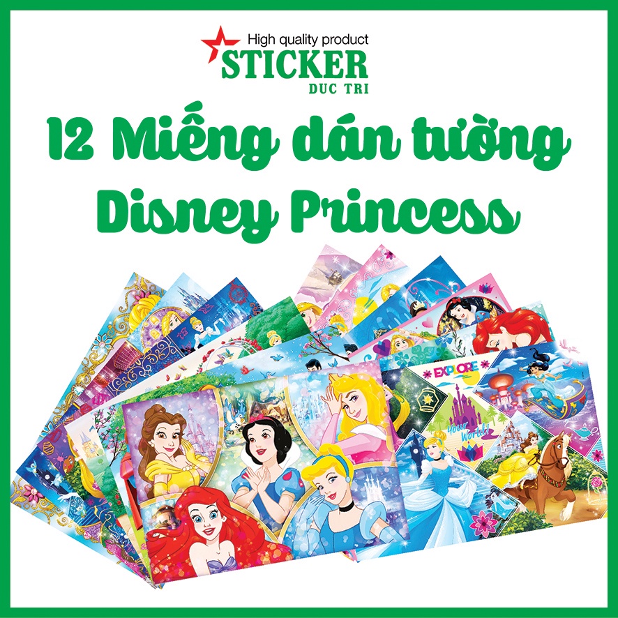 12 Poster Tranh dán tường Hình Công Chúa trang trí nơi học tập, phòng ngủ cho bé gái.