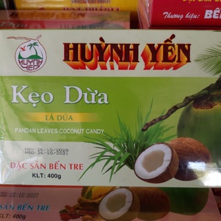 Kẹo dừa Huỳnh Yến lá dứa ít ngọt gói máy 400g