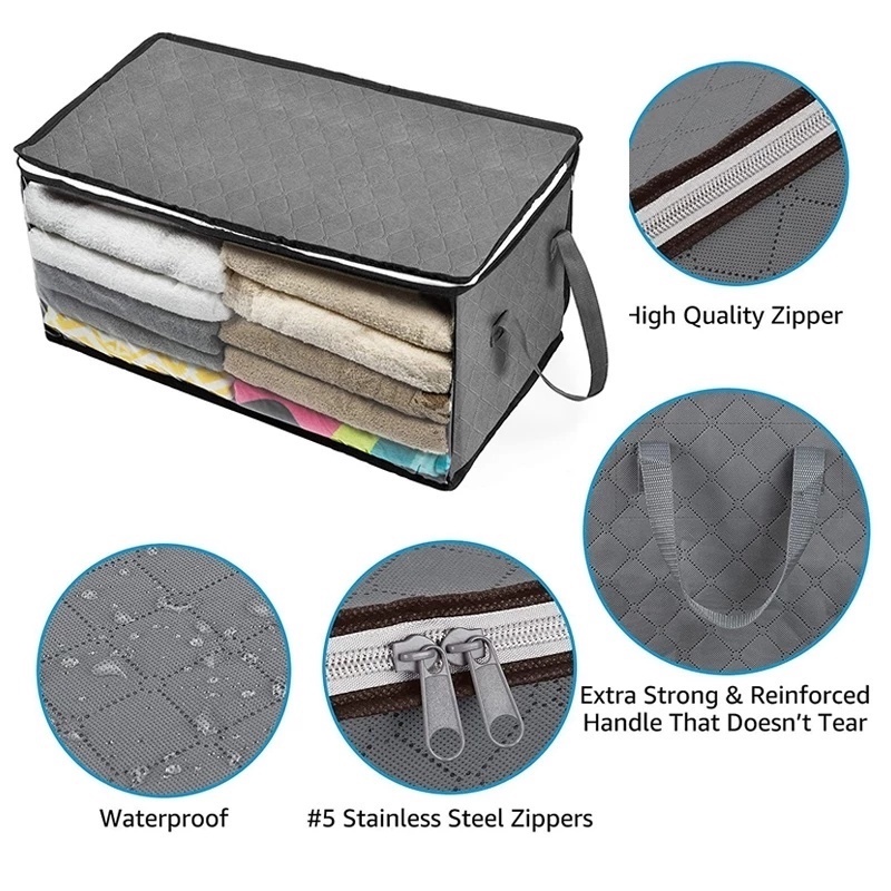 Hộp Đựng Chăn Mền / Áo Len Bằng Vải Không Dệt Sức Chứa Lớn Có Thể Gấp Gọn