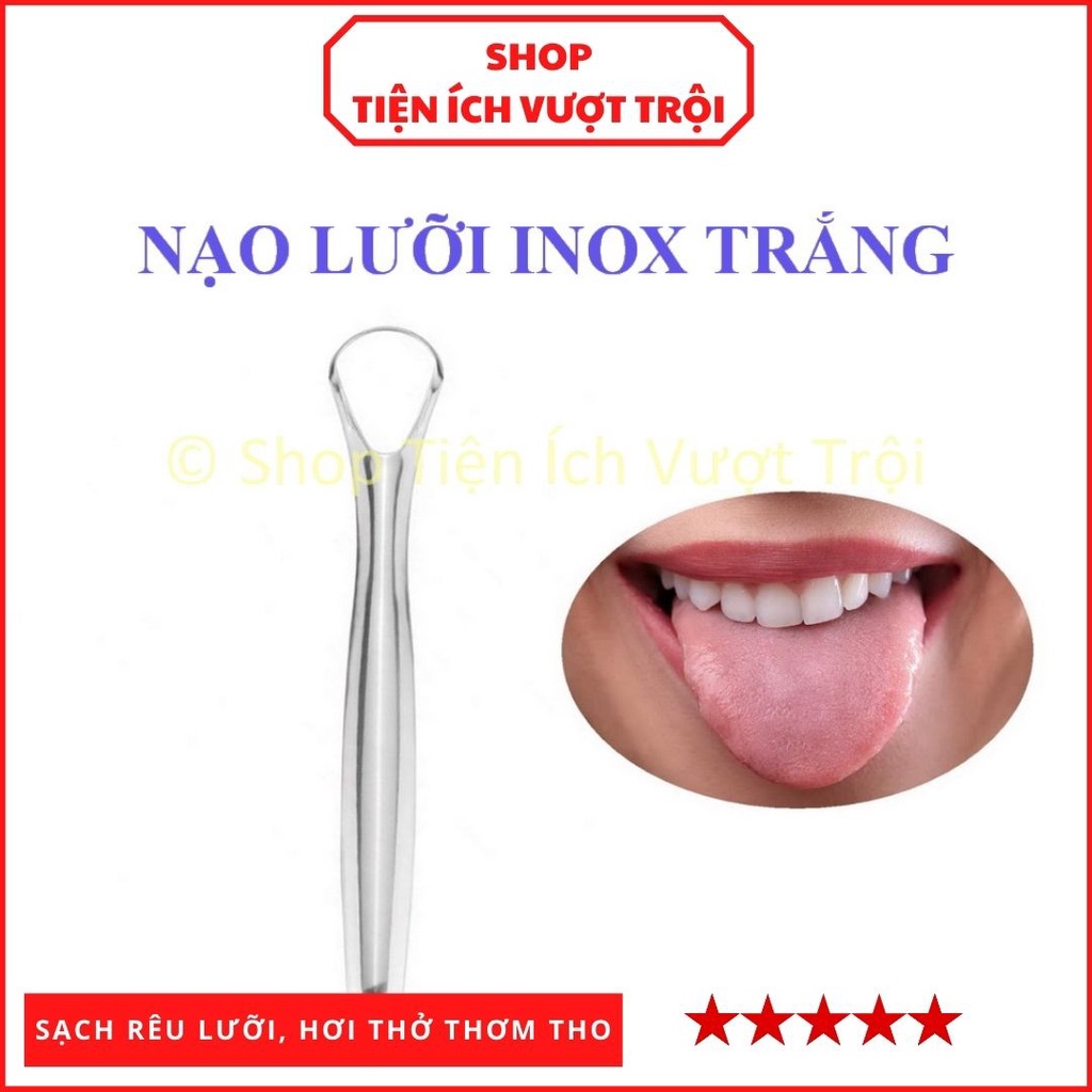 Dụng cụ nạo lưỡi, vệ sinh lưỡi người lớn bằng Inox, thép không gỉ, cạo lưỡi, hết rêu lưỡi, hơi thở hôi, nóng cây rơ lưỡi