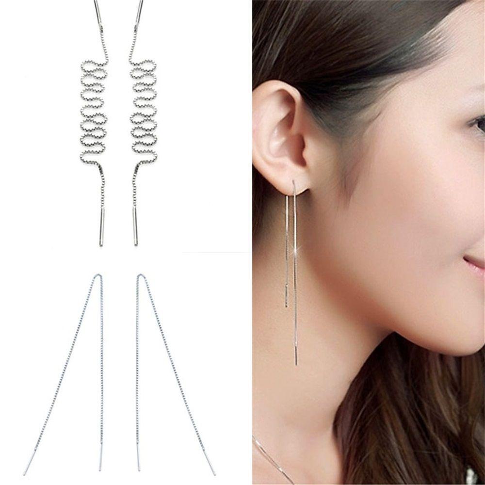 Bông Tai Thiết Kế Xinh Xắn Dễ Phối Đồ|Bông Tai Dài Thiết Kế Xinh Xắn Thời Trang|Khuyên Tai Mạ Bạc Thời Trang