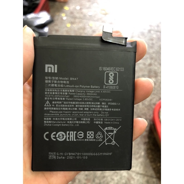 Pin xịn xiaomi redmi 6 pro BN47 dung lượng pin 3900mah bảo hành 3 tháng