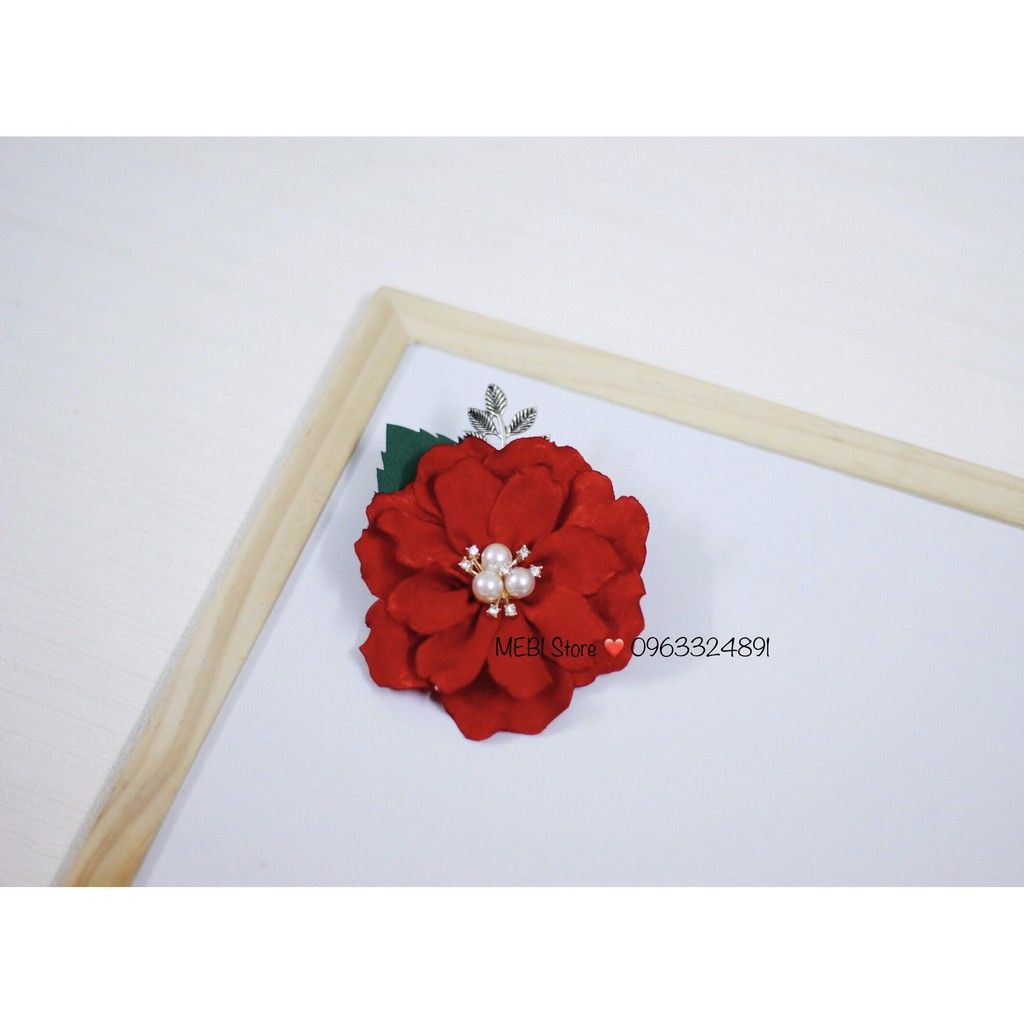 (Ảnh thật 100%) Hoa cài áo handmade đính nhụy hạt siêu xinh