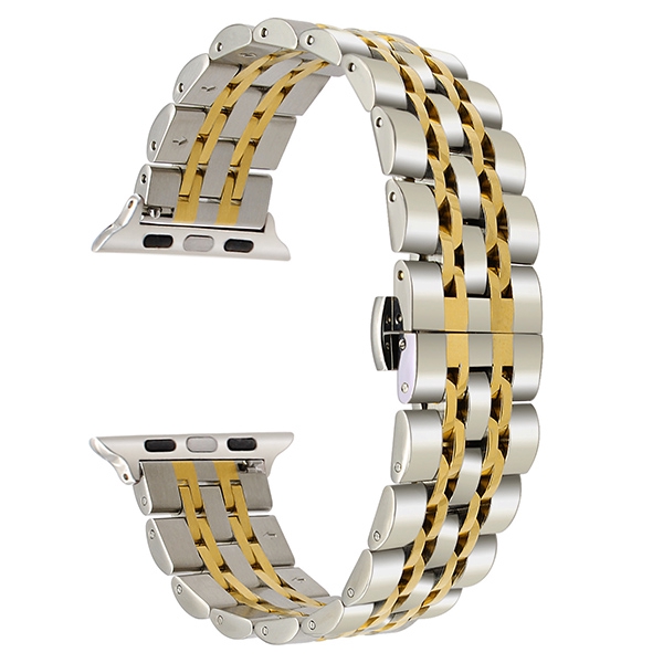 Dây đeo đồng hồ đeo tay bằng thép không gỉ có khóa bướm dành cho Apple Watch Series 1 2 3 4 5 6 SE 38mm 40mm 42mm 44mm Series 7 41mm 45mm