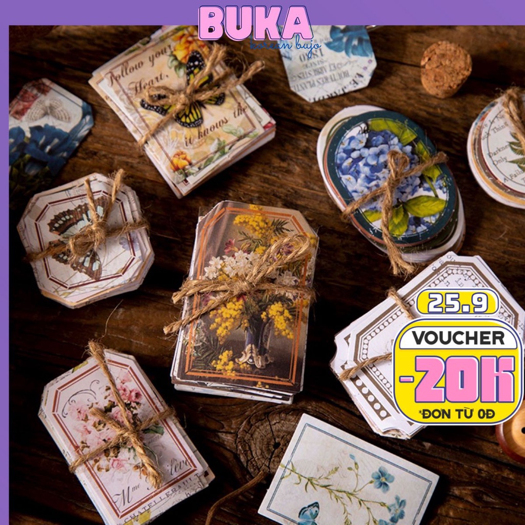 Sticker khung viền kiểu Vintage cổ điển 60 Miếng DecorMe Nhãn dán trang trí sổ tay take note bullet journal STKTH