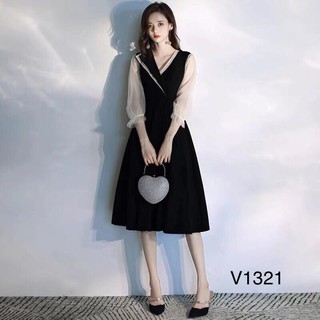 Váy cổ vest tay voan 1321-ảnh thât,video