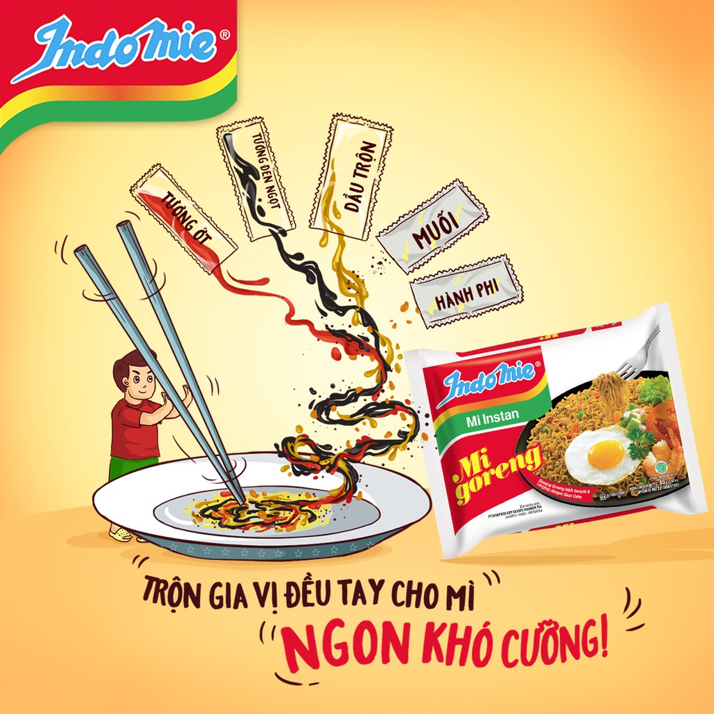 Thùng 40 Gói Mì Xào Khô Indomie Mi Goreng Fried Vị Đặc Biệt 85g