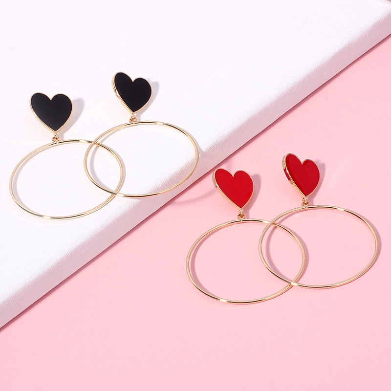 Korea exaggerated red geometric circle earrings fashion earrings girls love