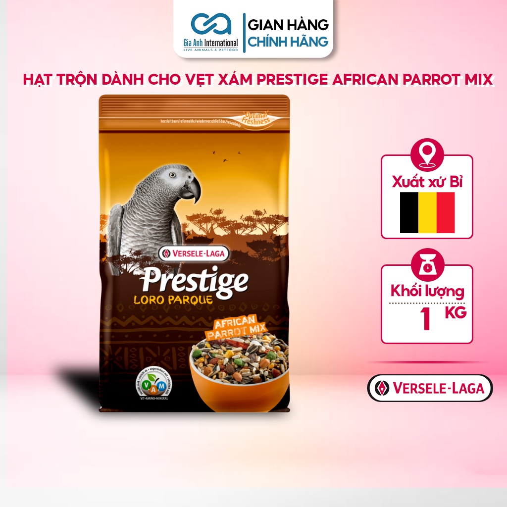 Hạt Trộn Cho Vẹt Xám, Jardine, Senegal - Versele-laga Prestige African Parrot Mix Giúp Vẹt Khoẻ Mạnh, Mau Lớn Gói 1kg