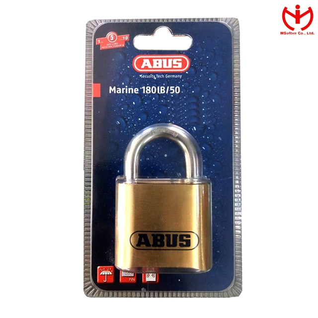 [Q5.HCM] Ổ khóa số ABUS 180IB/50 MARINE thân đồng rộng 50mm có chìa đổi mật mã - chịu mọi thời tiết - MSOFT