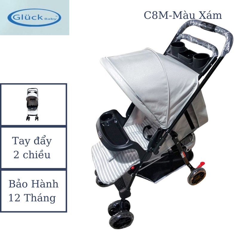 Xe đẩy 2 chiều Gluck Baby C8- Màu Xám- Bảo hành 12 tháng