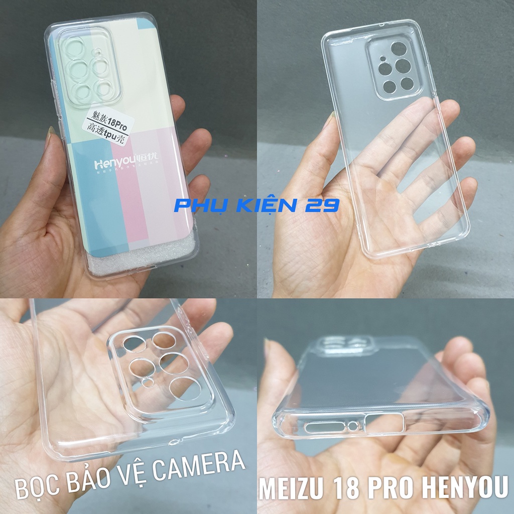 [Meizu 18/ 18 Pro/ 18X] Ốp lưng silicon dẻo trong cao cấp Henyou