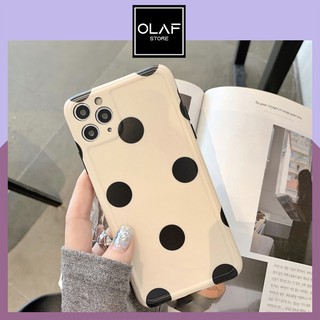 Ốp iPhone cao cấp chấm bi nền sữa sang chảnh phong cách Hàn Quốc. Tương thích iPhone XsMax 12 Pro Max Xs 12 11 8plus 8 7