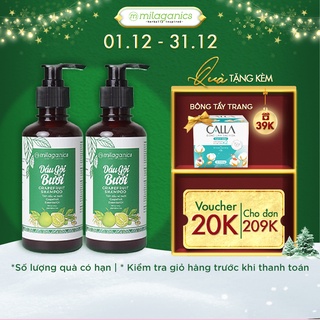 Combo 2 Dầu Gội Tinh Dầu Bưởi Kích Thích Mọc Tóc, Ngăn Ngừa Rụng Tóc MILAGANICS (2x250ml)
