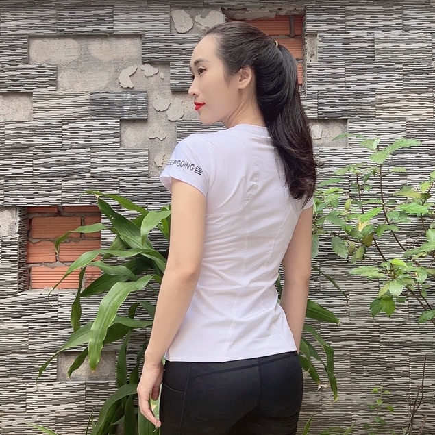 Áo Thun Nữ Thể Thao Size 40kg Đến 80kg Tay Ngắn Keep Going Bên Tay Tập Gym Yoga Mã DN02