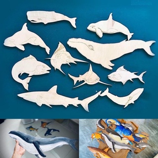 Nhập mã DUNG200 giảm 80% - Đồ chơi Bộ tô màu 10 con cá lớn gỗ tự nhiên, tặng màu nước cho bé