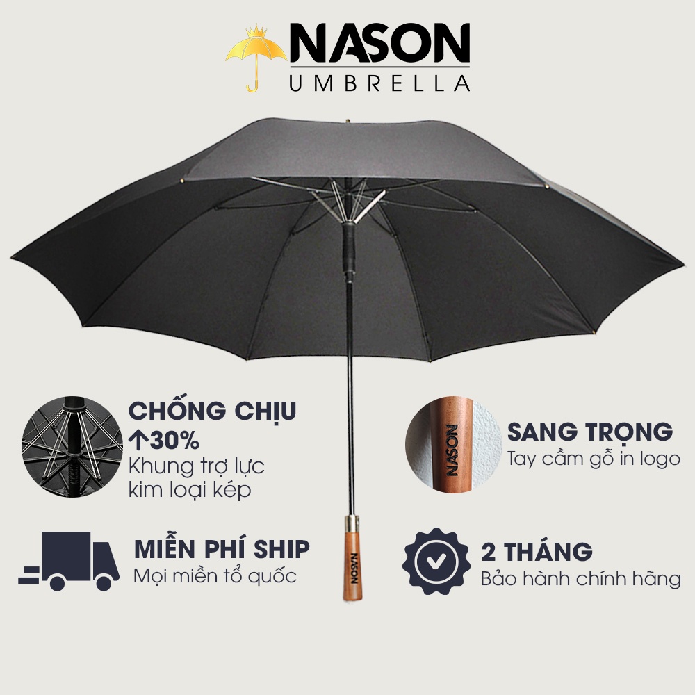 Ô dù Golf cao cấp khung chịu lực kép G27 NASON UMBRELLA, Chống lật trong gió to, Tán rộng 27inch che 2,3 người