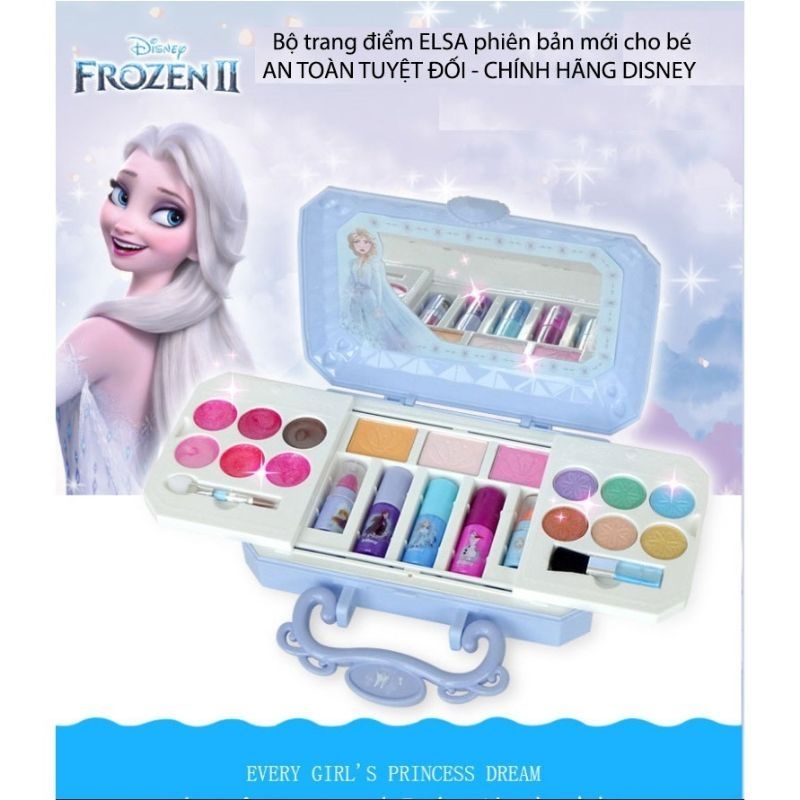 Chính hãng mẫu mới nhất Hộp quà tặng bộ đồ chơi trang điểm thật công chúa Disney Elsa Frozen 2 cho bé gái an toàn