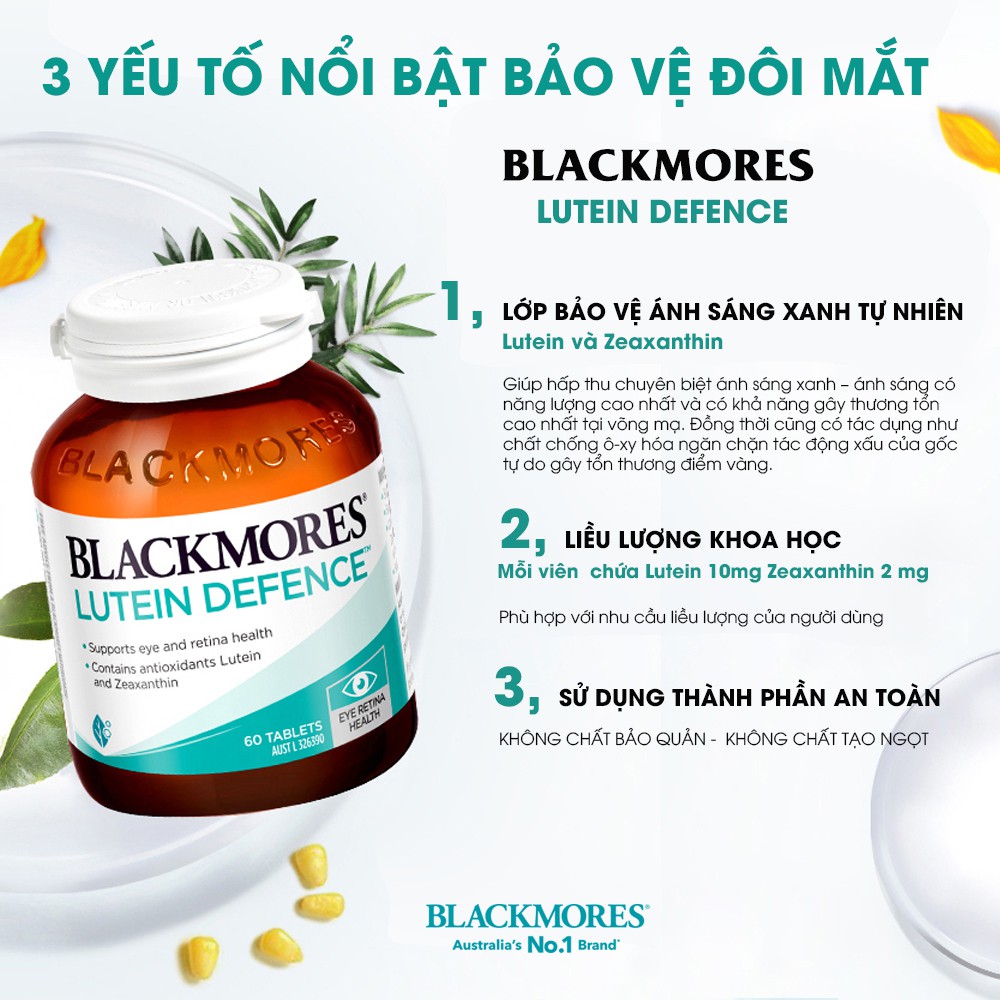 [Chính hãng Úc] Viên uống bổ mắt Lutein Defence Blackmores Úc 60 viên -Date mới