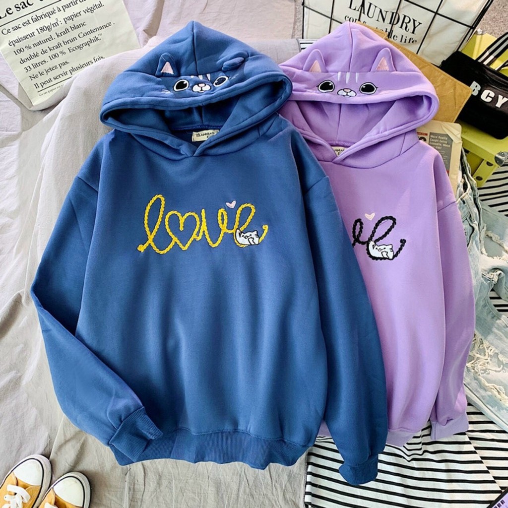 [ Mã WASTAPR giảm 10K đơn 50K] Áo khoác, áo hoodie unisex nam nữ nỉ ngoại thỏ love cute năng động thời trang học đường