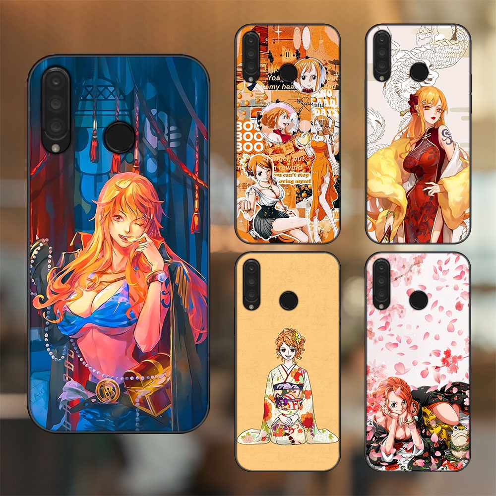 Ốp lưng Huawei P30 Lite, Nova 4e viền đen in hình Nami One Piece Đảo Hải Tặc