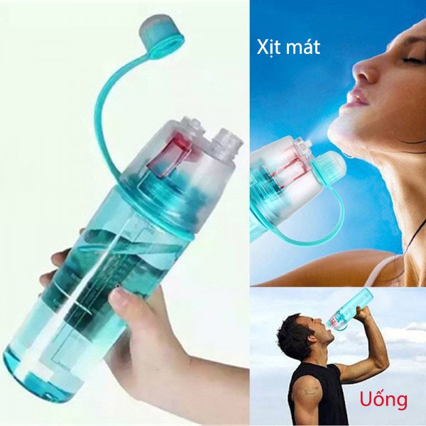 Bình nước thể thao 600ml phun sương -Bình nước thông minh tiện lợi có thể mang đi chơi thể thao, đi học,thể dục⭐️D-GD400