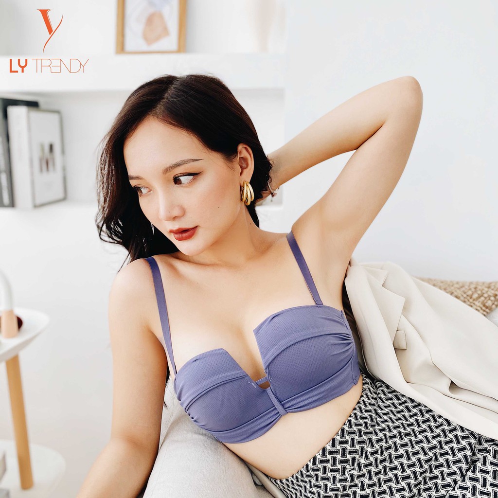 Áo ngực không gọng cúp ngang, rãnh V, nâng đẩy tạo khe, áo lót không dây LYTRENDY AQ10