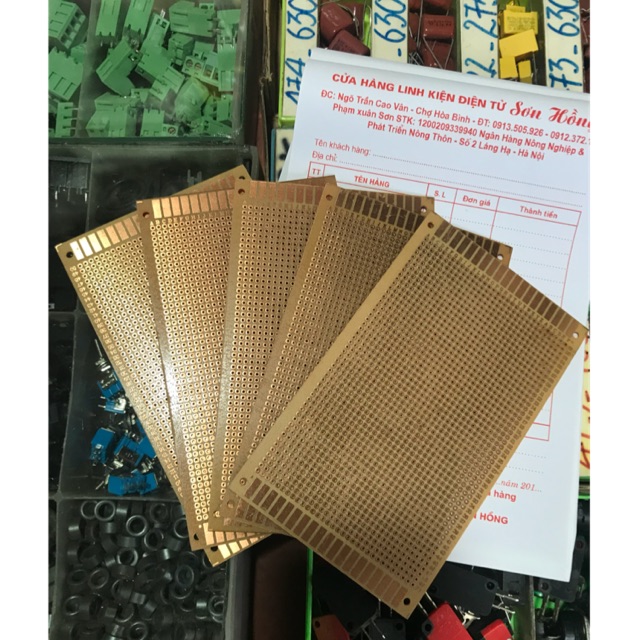 5 Bo phíp đồng đục lỗ (PCB) 9x15cm