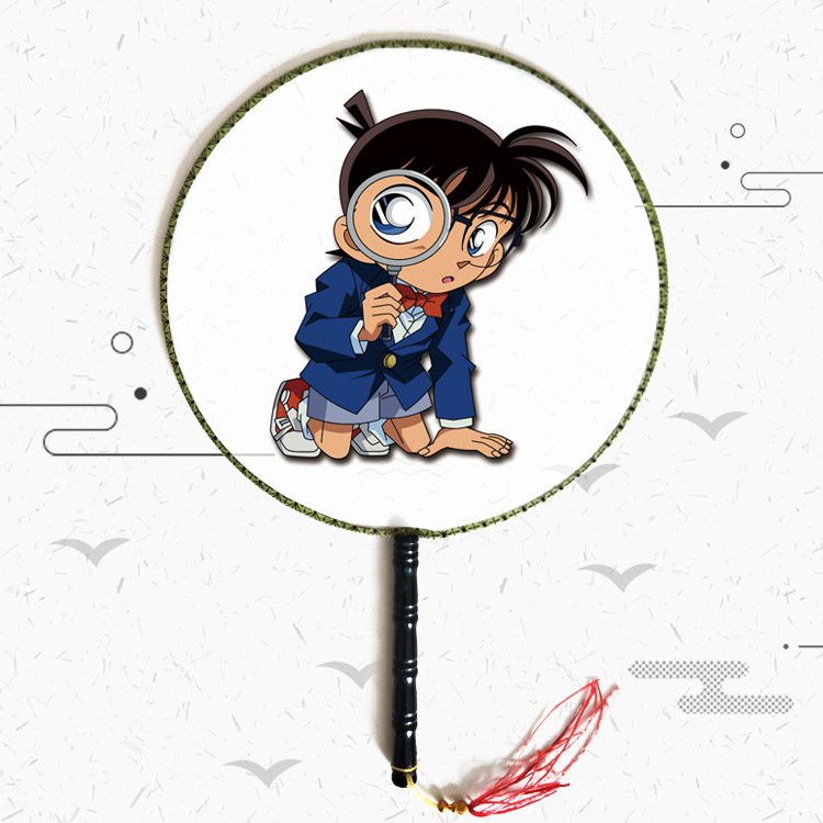 Quạt tròn cổ trang Conan anime cầm tay