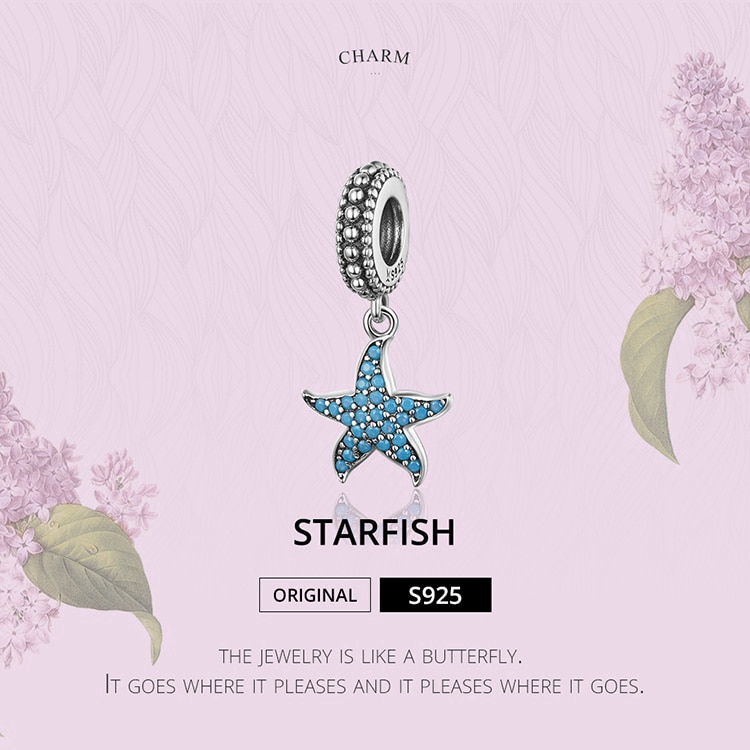 Hạt charm Bamoer SCC1210 thiết kế hình sao biển trang trí đồ trang sức xinh xắn thời trang