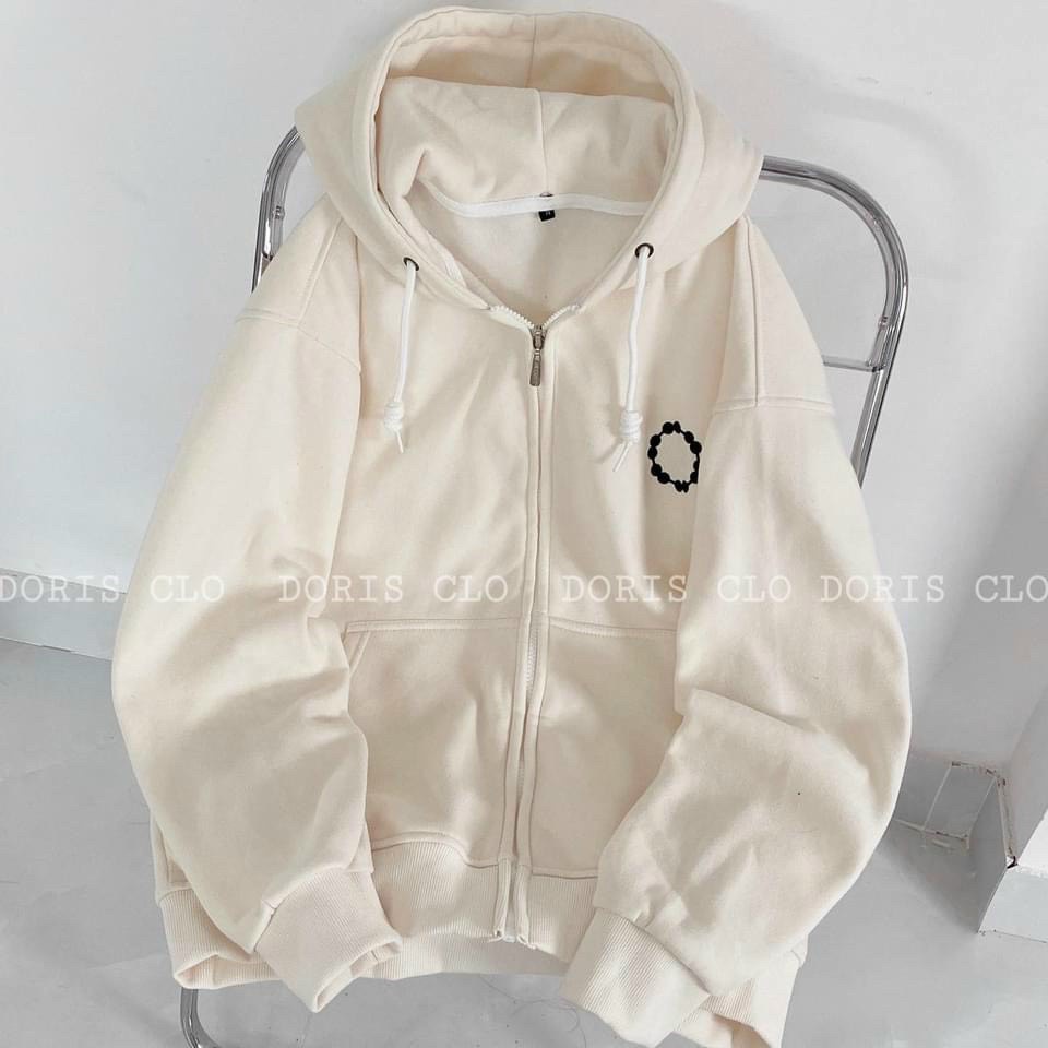 Áo Khoác Nỉ Hoodie Zip Thêu Họa Tiết Tròn Nam Nữ - Áo Khoác Chống Nắng Ulzzang Unisex