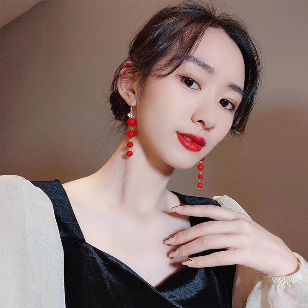 Bông Tai Dáng Dài Phối Tua Rua Thời Trang Cho Nữ