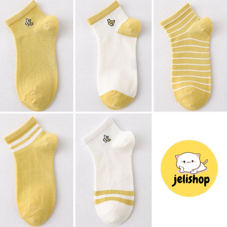ẢNH THẬT  Tất - vớ nữ cổ cao họa tiết màu vàng dễ thương, xinh xắn Jelishop