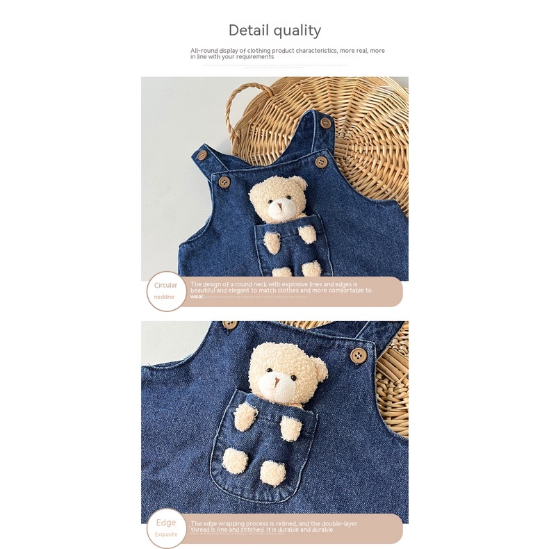 Quần Yếm denim Thời Trang Xuân Thu Xinh Xắn Dành Cho Bé