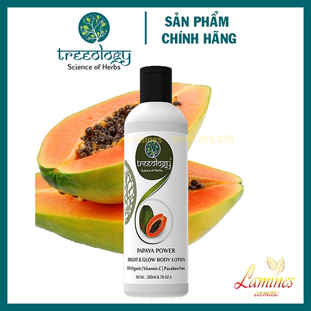 Dưỡng thể trắng da đu đủ Treeology | Papaya Power Bright &amp; Glow Lotion Treeology 200ml