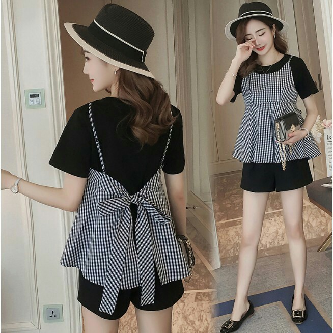 Bộ đồ bầu dài đùi dambauxinh-YA1655 Chất thô pha cotton freesize từ 40-65kg