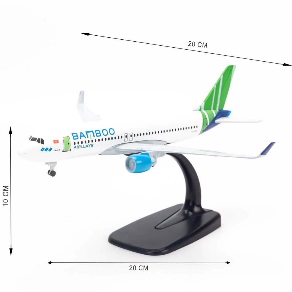 Mô hình máy bay Bamboo Airways Airbus A320 20cm Everfly