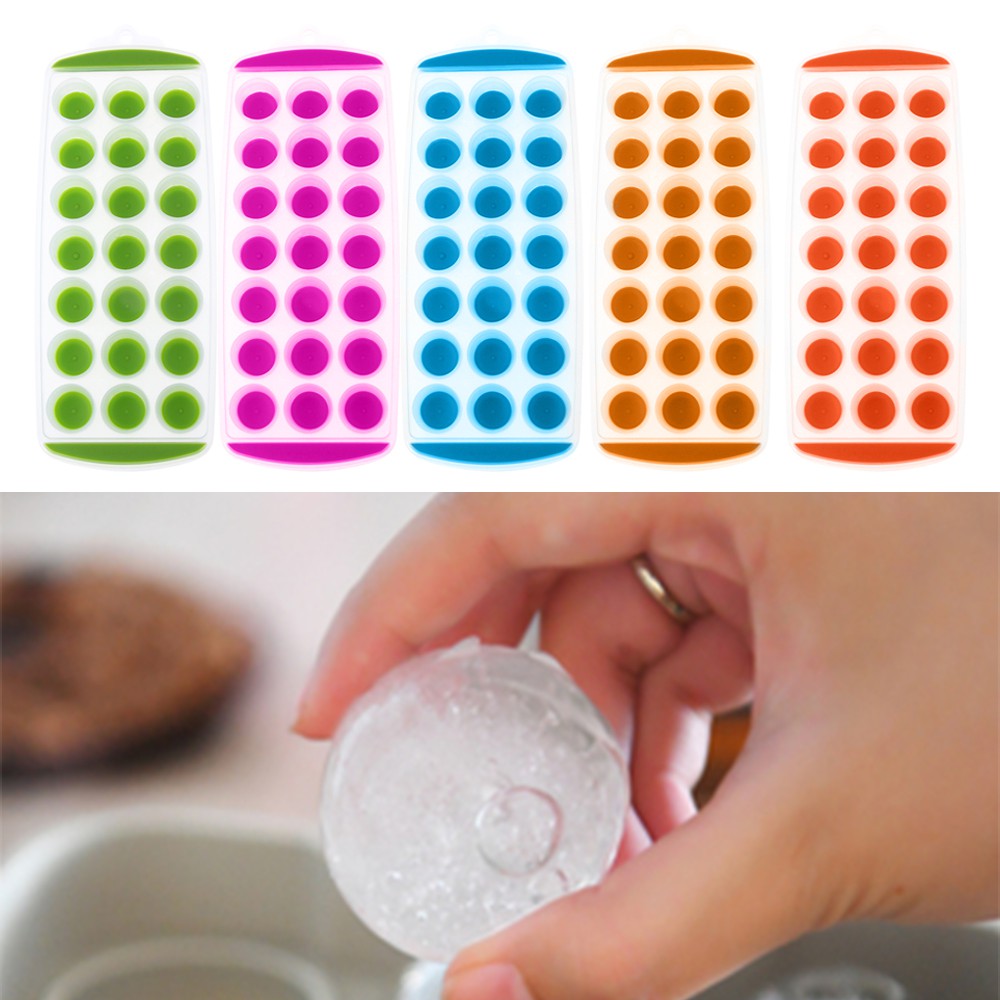 Khuôn Silicone Làm Nước Đá/Sô Cô La 21 Ngăn Tròn Tiện Dụng Cho Nhà Bếp