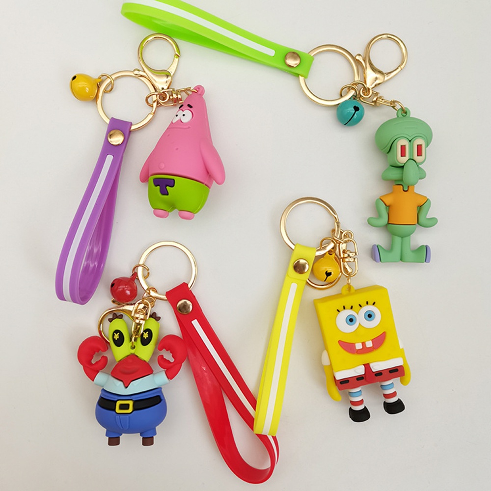 Phụ Kiện Trang Trí Hoạ Tiết Hoạt Hình SpongeBob Dễ Thương Móc Khóa Hình Lều Trại 3D Trang Trí
