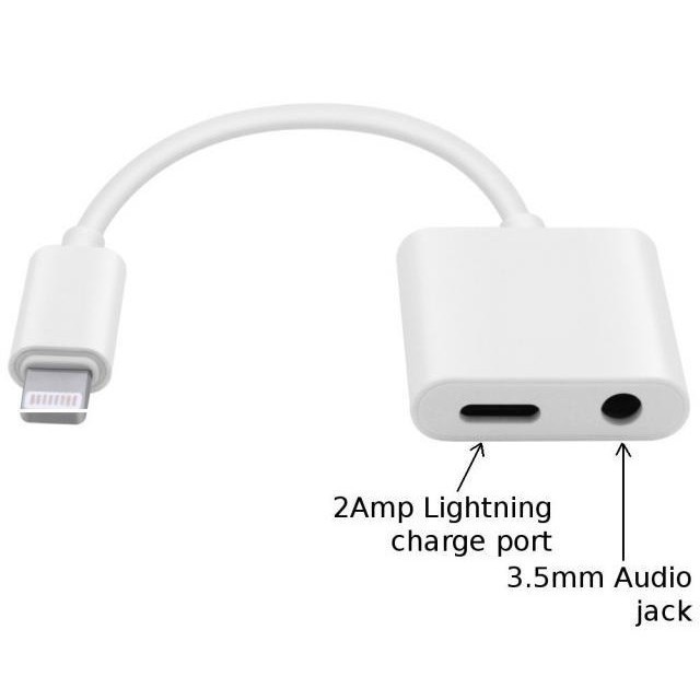 Jack chuyển đổi  2 cổng  vừa sạc vừa cắm tai nghe cho ip7/7p/8/8p/x/xs max/12/12pro/12pro max hàng cao cấp lỗi 1 đổi 1