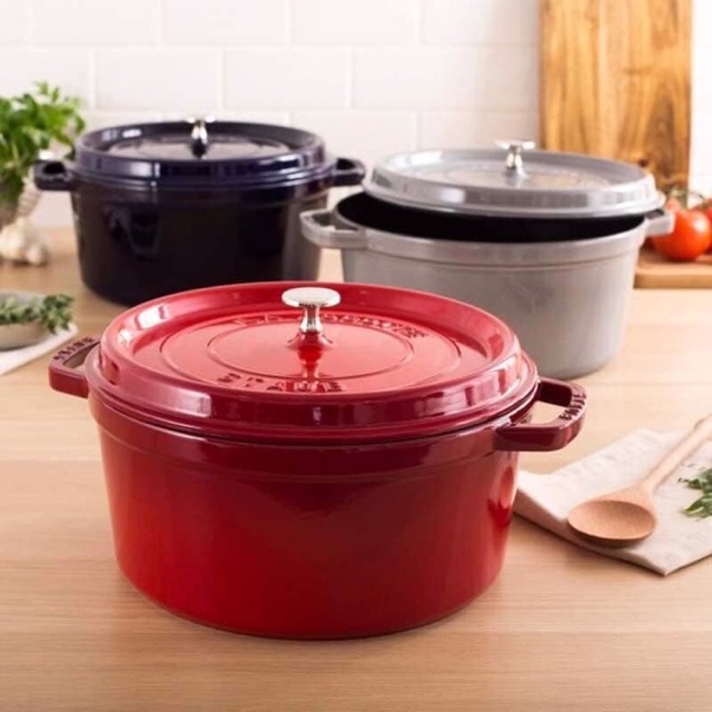 🇩🇪NỒI GANG STAUB CAO CẤP 24cm đỏ cherry MADE IN FRANCE -chính hãng đủ Bill từ Đức🇩🇪