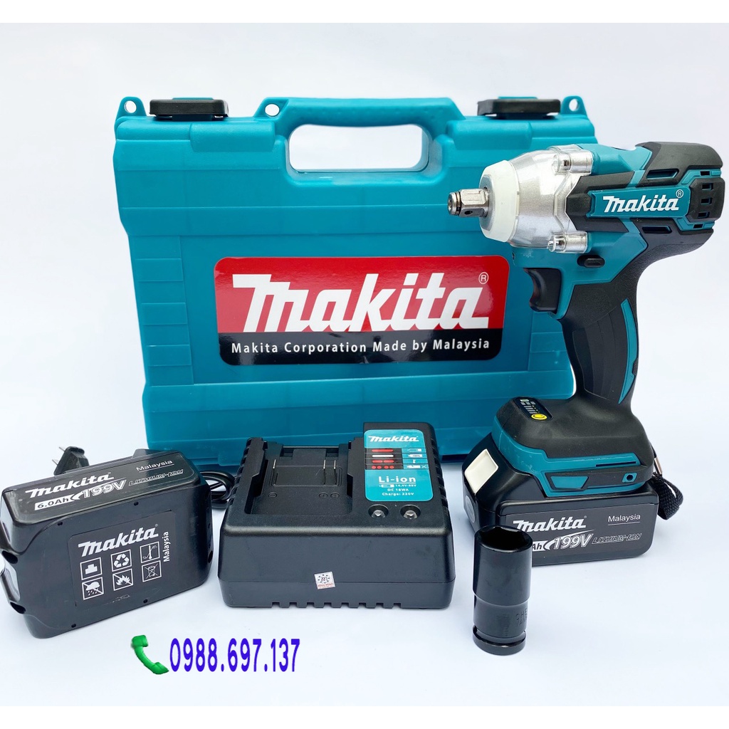 Máy siết bulong MA---K-ITA 198v không chổi than tặng đầu chuyển vít và chuyển khoan