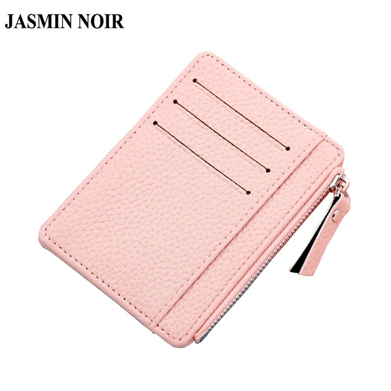 Ví JASMIN NOIR chất da PU dáng ngắn phối khóa kéo thiết kế đơn giản dành cho nữ